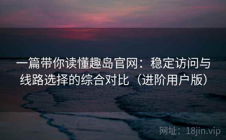 一篇带你读懂趣岛官网：稳定访问与线路选择的综合对比（进阶用户版）