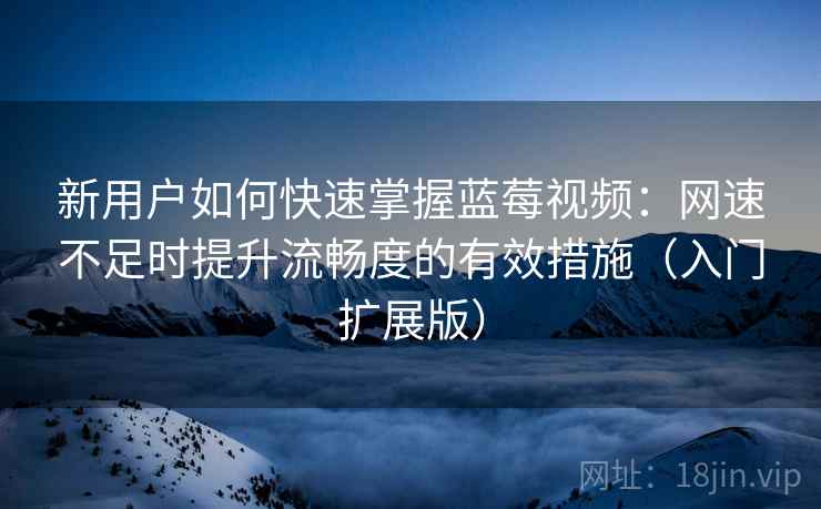 新用户如何快速掌握蓝莓视频:网速不足时提升流畅度的有效措施(入门扩展版) 新用户如何快速掌握蓝莓视频:网速不足时提升流畅度的有效措施(入门扩展版)