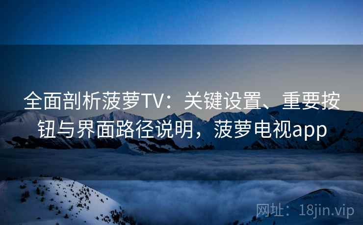 全面剖析菠萝TV:关键设置、重要按钮与界面路径说明,菠萝电视app 全面剖析菠萝TV:关键设置、重要按钮与界面路径说明,菠萝电视app